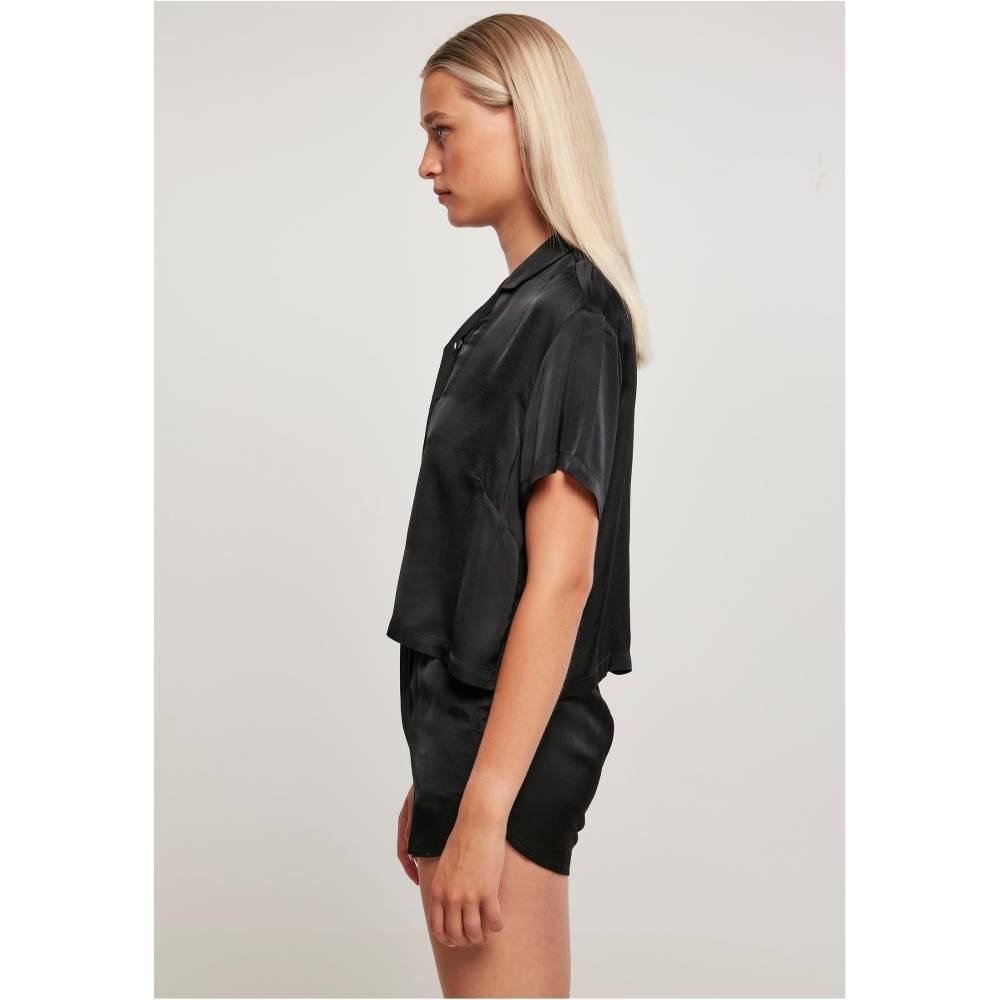 Urban Classics - Viscose Satin Resort Blouse - Zwart